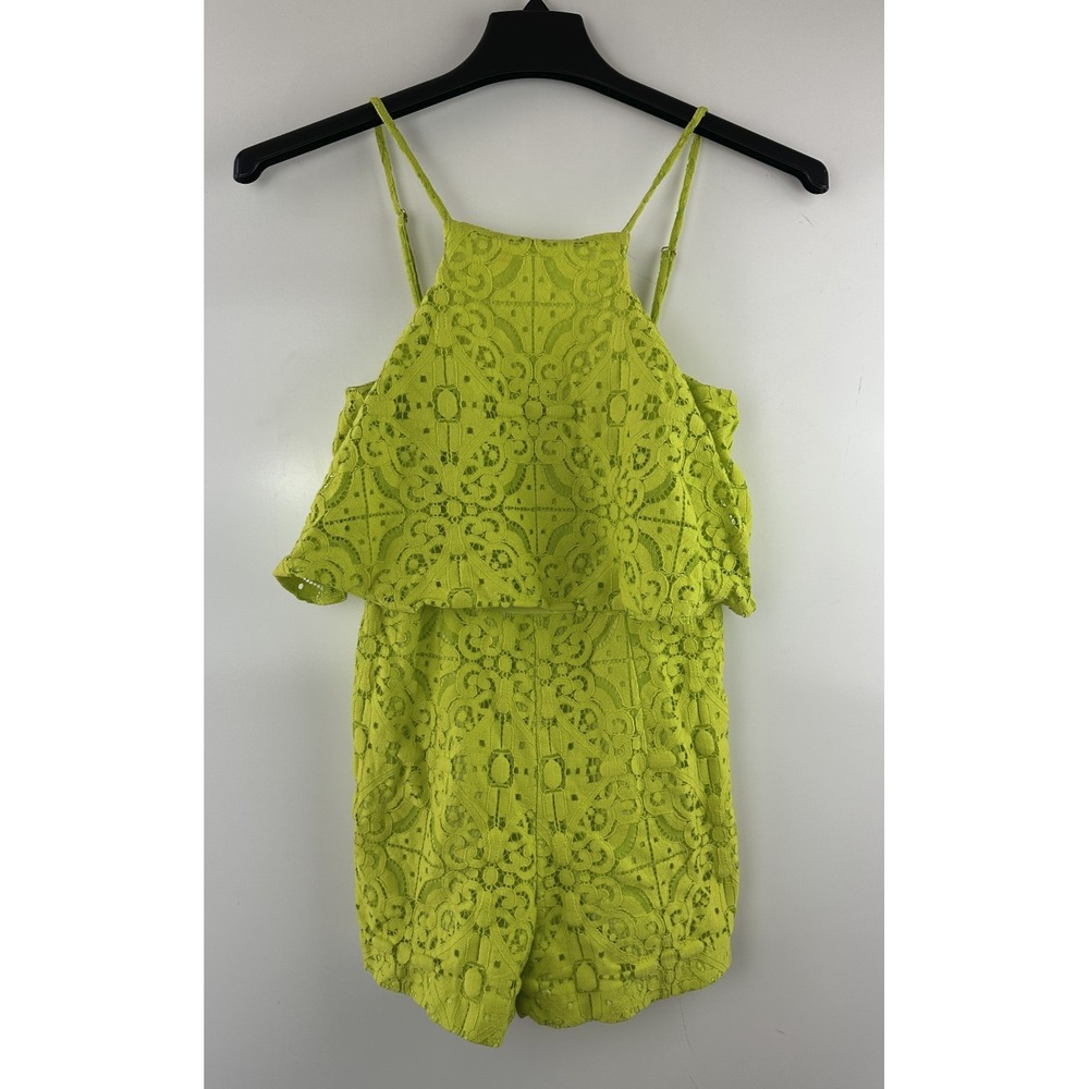 Lilly Pulitzer Celyn Romper Lime Ricky Lace Cotton Blend Size 0 Resort Vacation - Picture 2 of 13